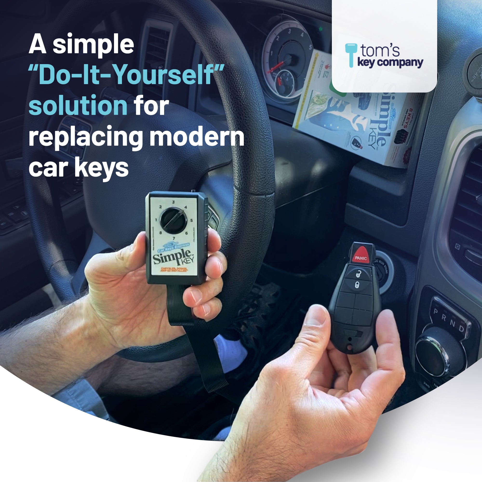 Ultimate Key Bundle DIY Car Key Replacement Kit with SimpleKey™ Programmer & Key By Photo™ Service | Chrysler, Dodge, Jeep, RAM, & Volkswagen 3 Button Non-Proximity FOBIK