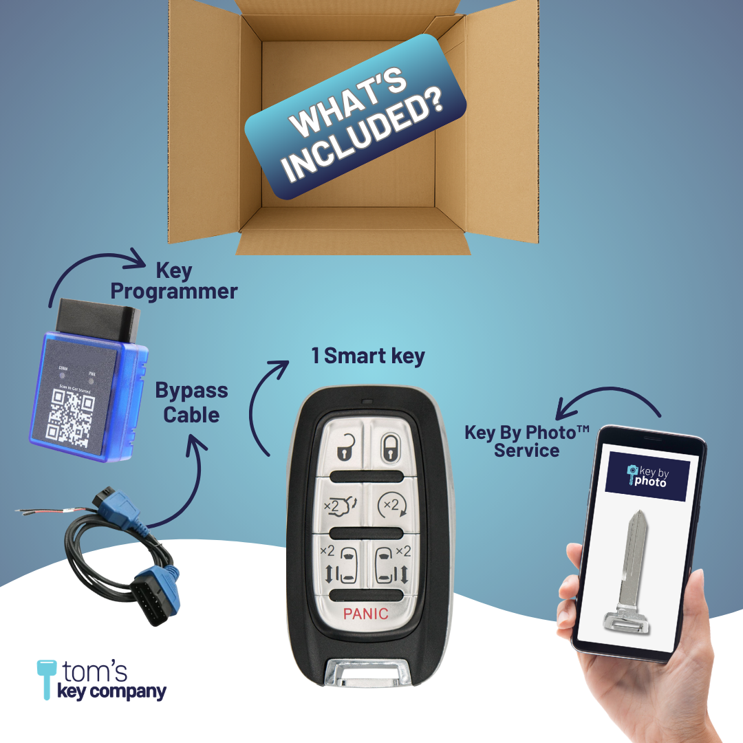 Ultimate DIY Car Key Replacement Kit for Chrysler Pacifica (2019–2026) & Voyager (2020–2025) – 7 Button Smart Key w/ PairMyKey, Bypass Cable & Key by Photo (CDJ-7B-PMKA-BC-KBP-UKB)