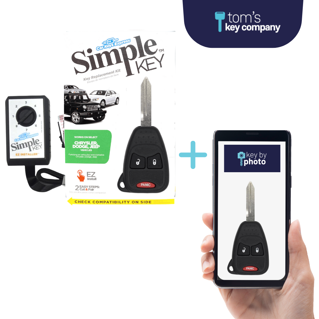 Ultimate Key Bundle DIY Car Key Replacement Kit with SimpleKey™ Programmer & Key By Photo™ Service | Chrysler, Dodge, and Jeep with 3 Button Remote Key