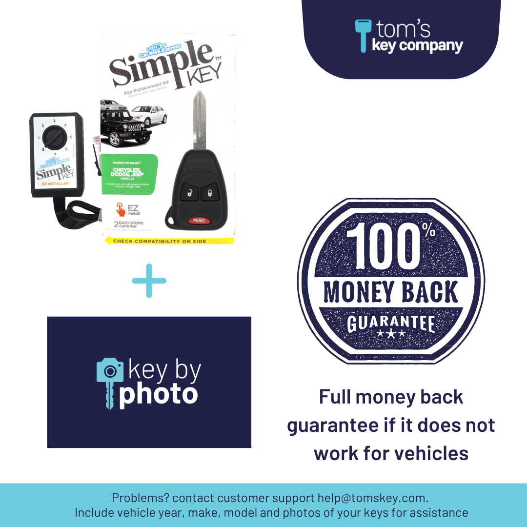 Ultimate Key Bundle DIY Car Key Replacement Kit with SimpleKey™ Programmer & Key By Photo™ Service | Chrysler, Dodge, and Jeep with 3 Button Remote Key