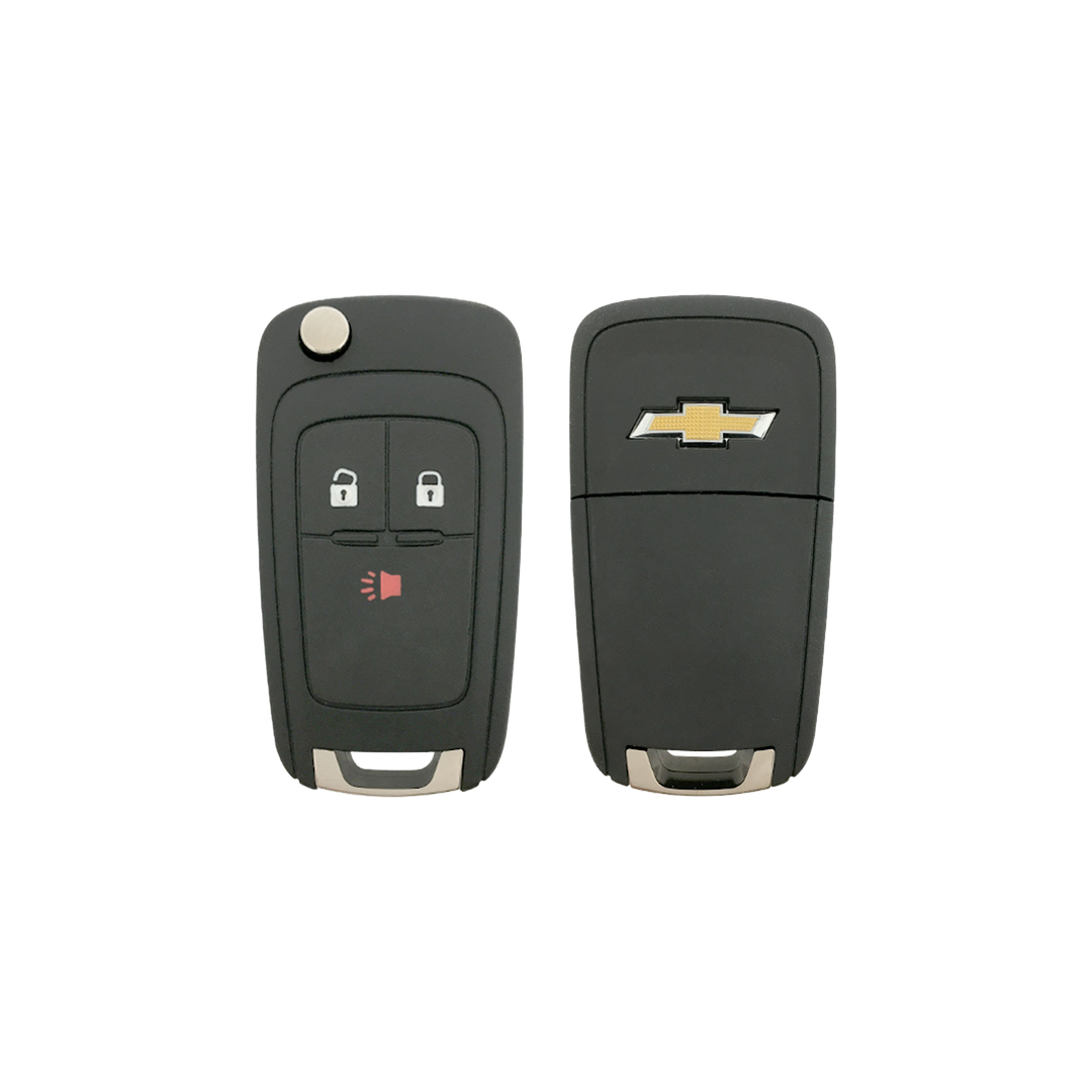 Brand New Aftermarket 3-Button Remote Key with Lock, Unlock, Panic for Select Chevrolet Vehicles (CHEFLP-3B-839-REF-K)
