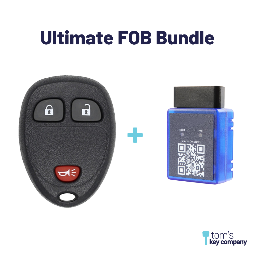 Ultimate Remote FOB Bundle with Programming Tool and Aftermarket 3 Button Remote FOB for Select Chevrolet Vehicles (CHEFOB-3B-687-RC-K-UKB)