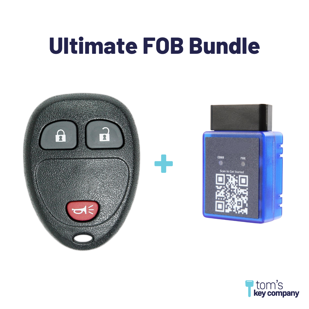 Ultimate Remote FOB Bundle with Programming Tool and Aftermarket 3 Button Remote FOB for Select Chevrolet and GMC Vehicles (CHEFOB-3B-691-K-UKB)