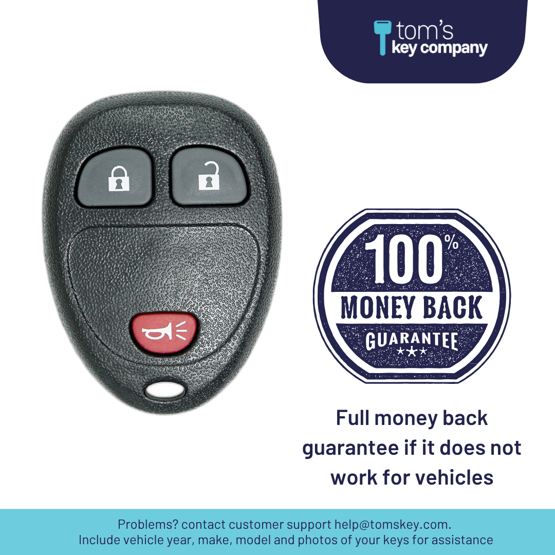 Brand New Aftermarket 3-Button Remote Fob with Lock, Unlock, Panic for Select Chevrolet and GMC Vehicles (CHEFOB-3B-691-K)