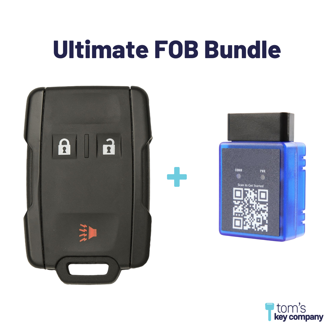 Ultimate Remote FOB Bundle with Programming Tool and Aftermarket 3 Button Remote FOB for Select Chevrolet and GMC Vehicles (CHEFOB-3B-906-K-UKB)
