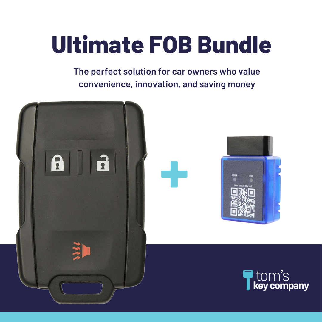 Ultimate Remote FOB Bundle with Programming Tool and Aftermarket 3 Button Remote FOB for Select Chevrolet and GMC Vehicles (CHEFOB-3B-906-K-UKB)