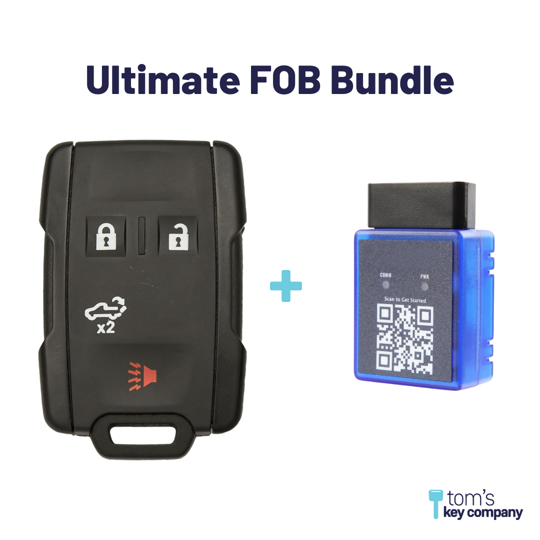 Ultimate Remote FOB Bundle with Programming Tool and Aftermarket 4 Button Remote FOB for Select Chevrolet and GMC Vehicles (CHEFOB-4B-913-K-UKB)