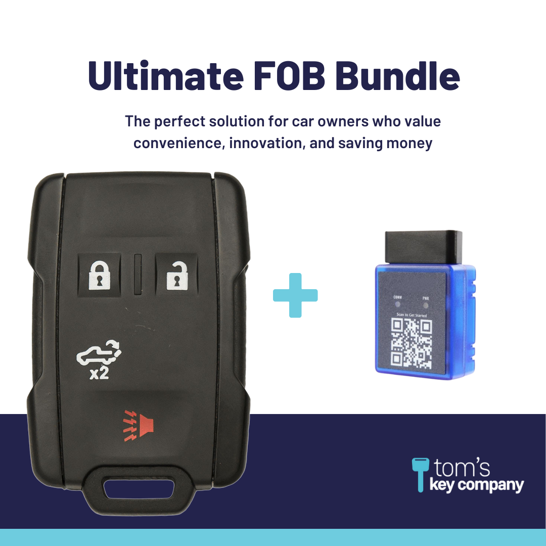 Ultimate Remote FOB Bundle with Programming Tool and Aftermarket 4 Button Remote FOB for Select Chevrolet and GMC Vehicles (CHEFOB-4B-913-K-UKB)