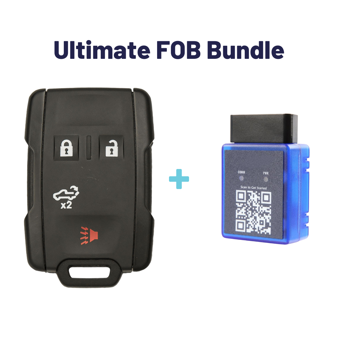 Ultimate Remote FOB Bundle with Programming Tool and Aftermarket 4 Button Remote FOB for Select Chevrolet and GMC Vehicles (CHEFOB-4B-913-K-UKB)