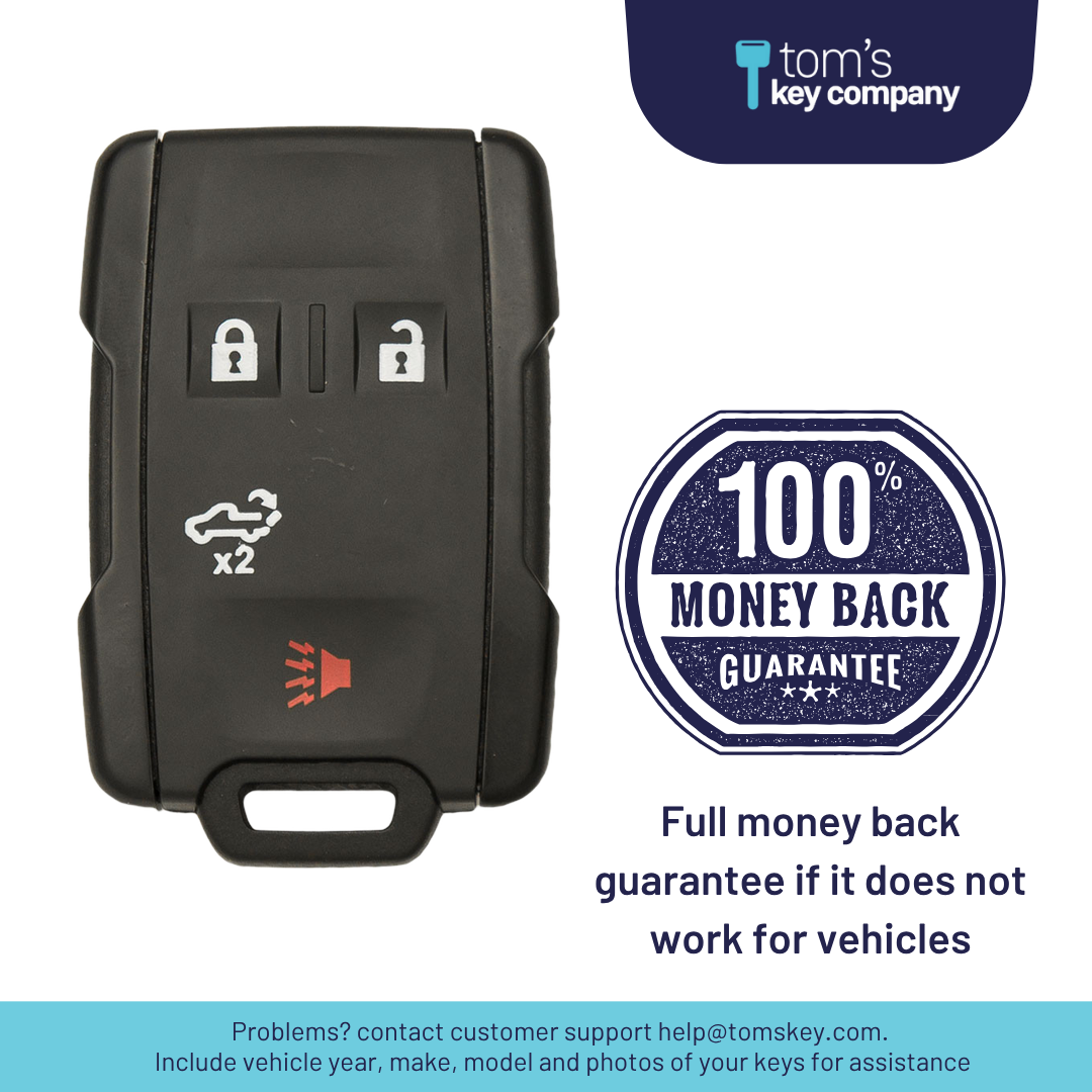 Brand New Aftermarket 4-Button Remote Fob with Lock, Unlock, Tailgate, Panic for Select Chevrolet and GMC Vehicles (CHEFOB-4B-913-K)