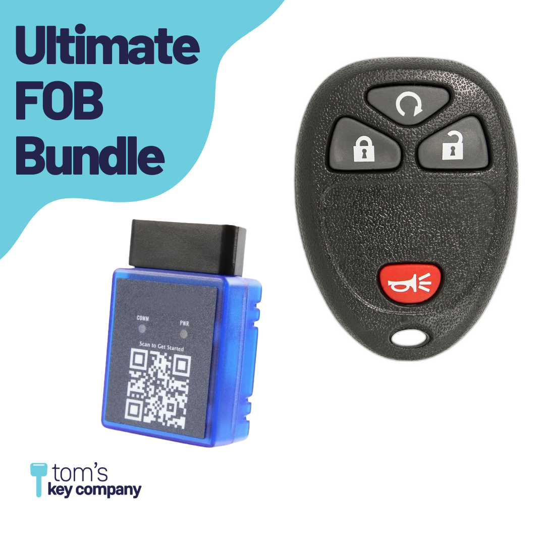 Ultimate Remote FOB Bundle with Programming Tool and Aftermarket 4 Button Remote FOB for Select Chevrolet, GMC and Hummer Vehicles (CHEFOB-4B-TR-697-K-UKB)
