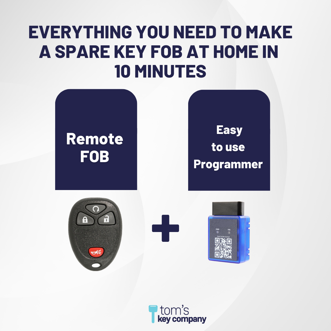 Ultimate Remote FOB Bundle with Programming Tool and Aftermarket 4 Button Remote FOB for Select Chevrolet, GMC and Hummer Vehicles (CHEFOB-4B-TR-697-K-UKB)