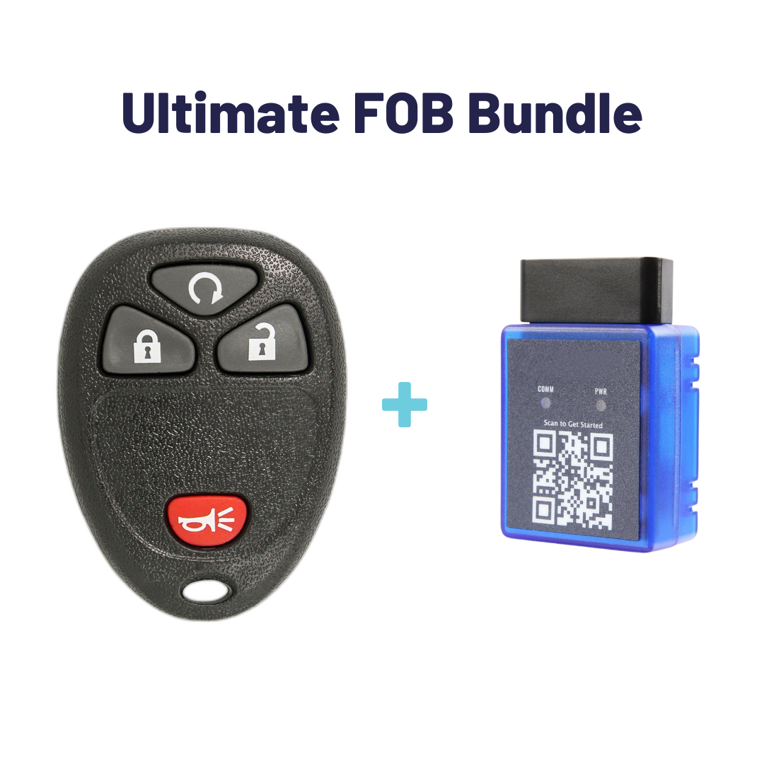 Ultimate Remote FOB Bundle with Programming Tool and Aftermarket 4 Button Remote FOB for Select Chevrolet, GMC and Hummer Vehicles (CHEFOB-4B-TR-697-K-UKB)