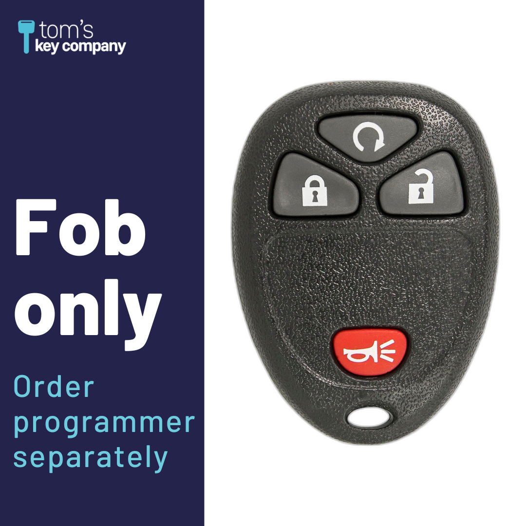 Brand New Aftermarket 4-Button Remote Fob with Lock, Unlock, Trunk, Panic for Select Chevrolet, GMC and Hummer Vehicles (CHEFOB-4B-TR-697-K)