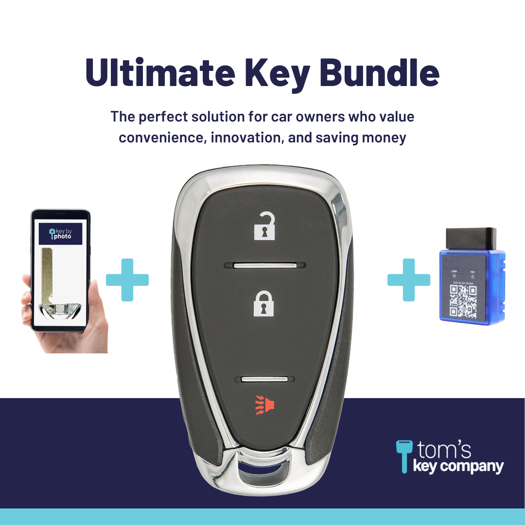 Ultimate Smart Key Bundle with Programming Tool, Aftermarket 3-Button Smart Key Fob and Key By Photo for Select Chevrolet Vehicles (CHESK-3B-892-K-UKB)