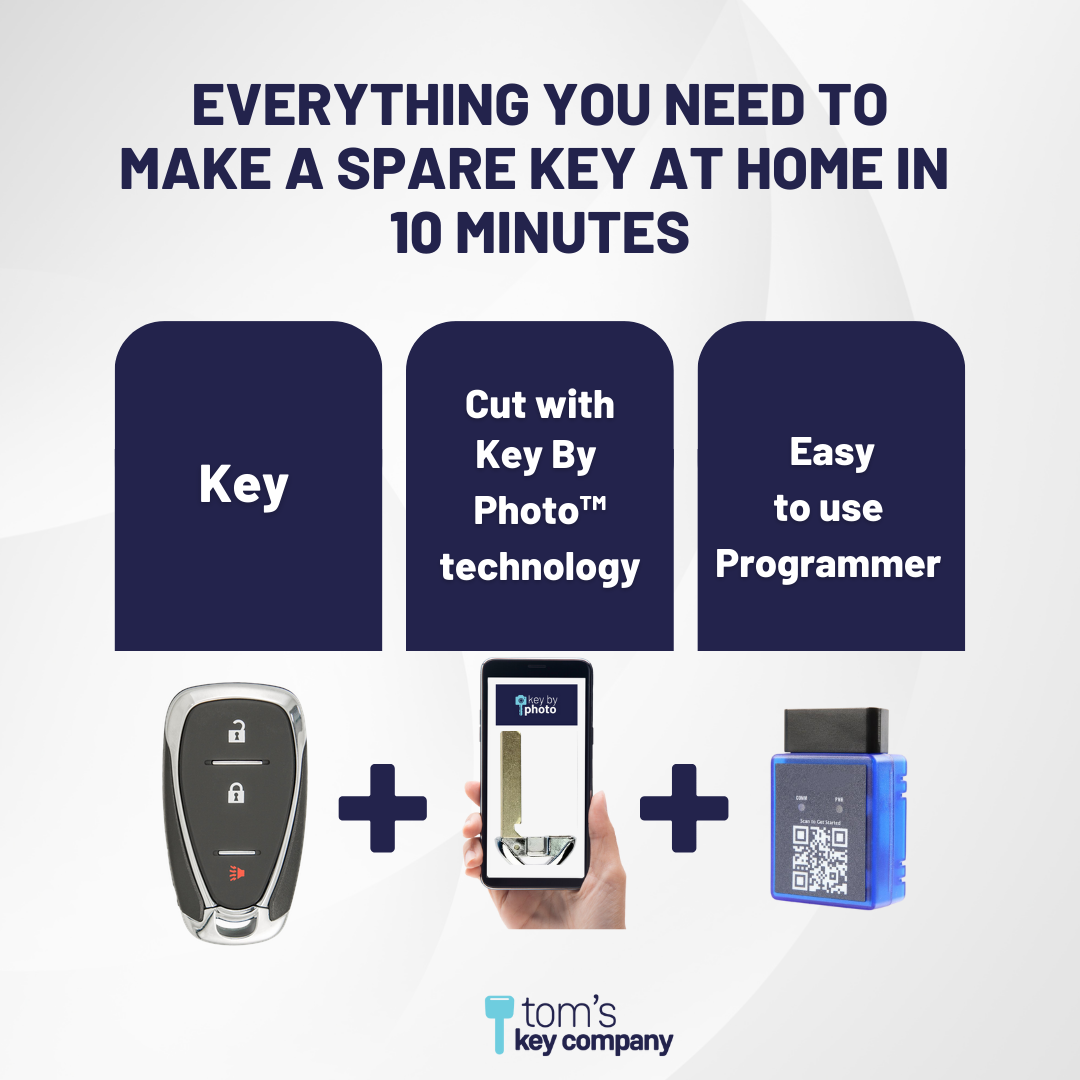Ultimate Smart Key Bundle with Programming Tool, Aftermarket 3-Button Smart Key Fob and Key By Photo for Select Chevrolet Vehicles (CHESK-3B-892-K-UKB)
