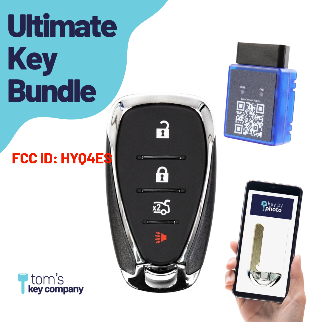 Ultimate Smart Key Bundle with Programming Tool, Aftermarket 4-Button Smart Key Fob and Key By Photo for Select Chevrolet Vehicles (CHESK-4B-929-K-UKB)