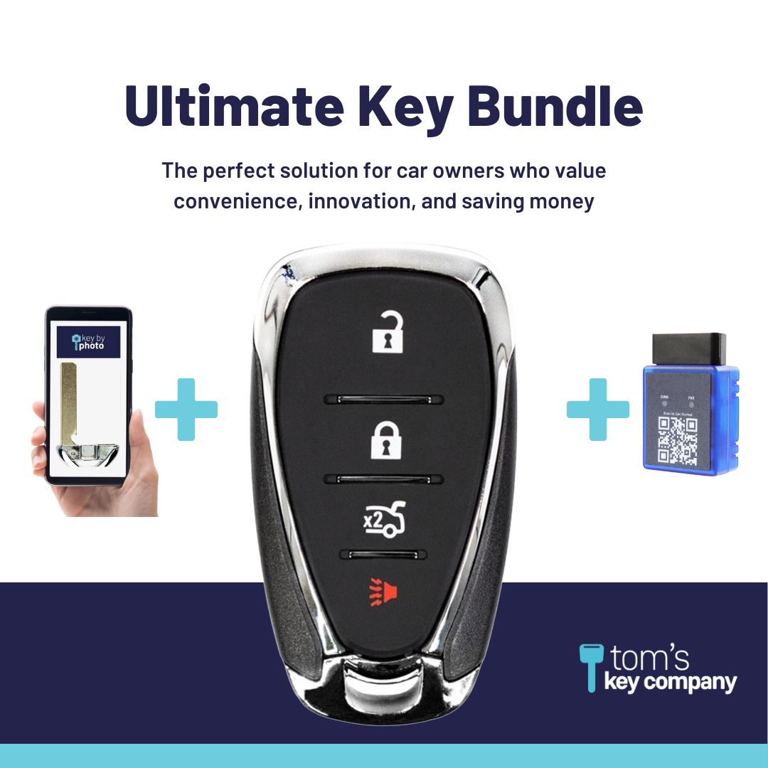 Ultimate Smart Key Bundle with Programming Tool, Aftermarket 4-Button Smart Key Fob and Key By Photo for Select Chevrolet Vehicles (CHESK-4B-929-K-UKB)