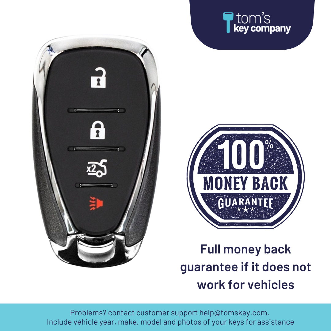 Like New Refurbished 4-Button Smart Key Fob with Lock, Unlock, Trunk, Panic for Select Chevrolet Vehicles (CHESK-4B-929-K)