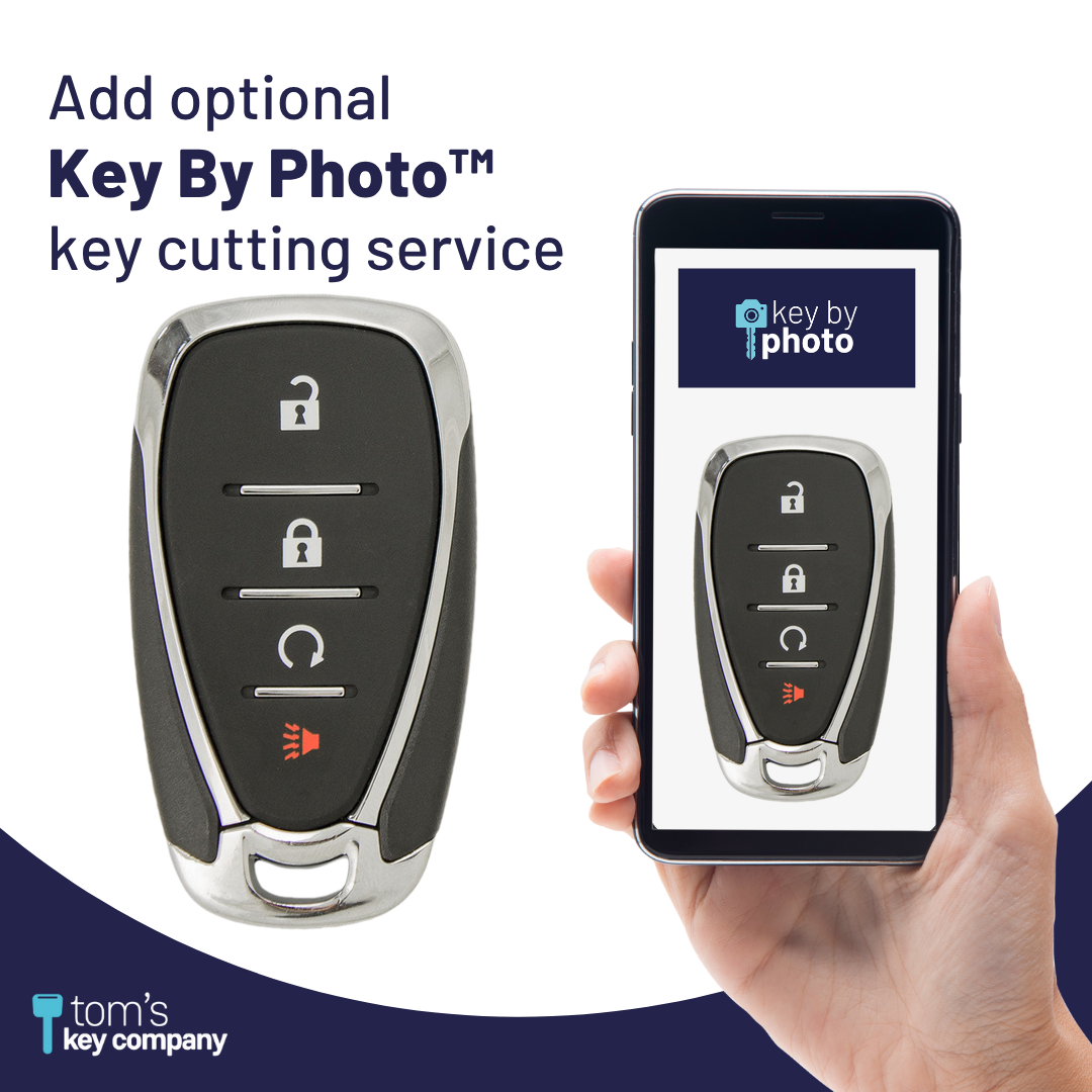 Brand New Aftermarket 4-Button Smart Key Fob with Lock, Unlock, Remote Start, Panic for Select Chevrolet Vehicles (CHESK-4B-RS-863-K)