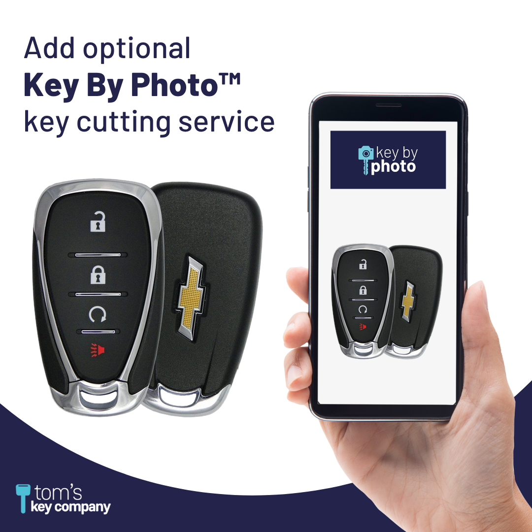 Like New Refurbished 4-Button Smart Key Fob with Lock, Unlock, Remote Start, Panic for Select Chevrolet Vehicles (CHESK-4B-RS-955-REF-K)
