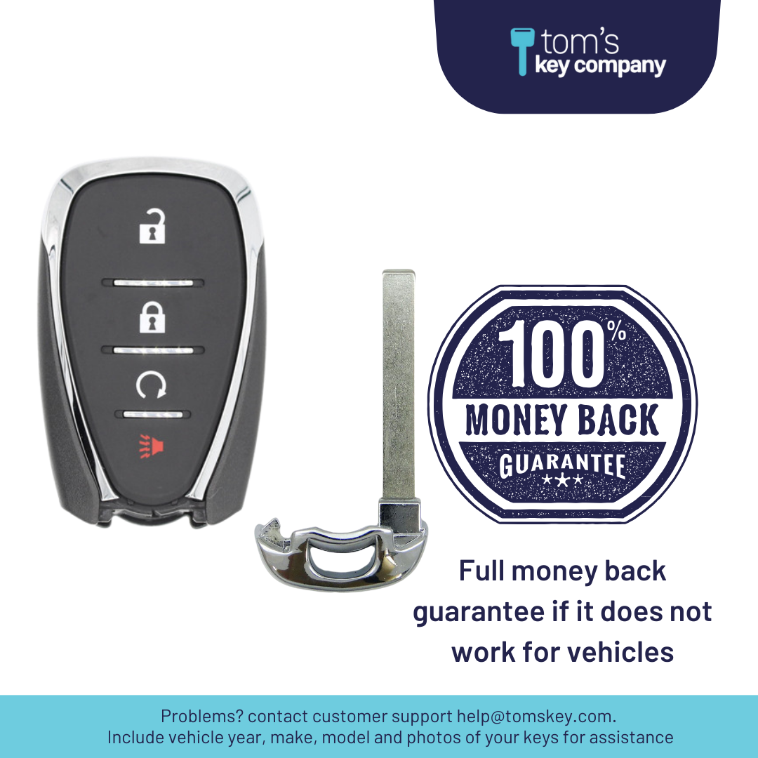 Brand New Aftermarket 4-Button Smart Key Fob with Remote Start Button for Select Chevrolet Vehicles (CHESK-4B-RS-HYQ4ES)