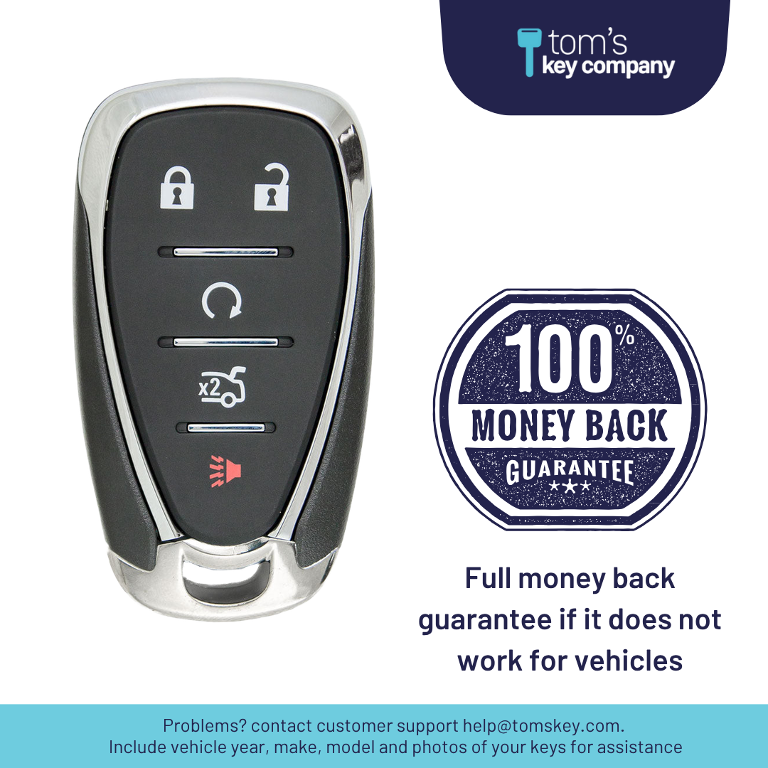 Brand New Aftermarket 5-Button Smart Key Fob with Lock, Unlock, Remote Start, Trunk, Panic for Select Chevrolet Vehicles (CHESK-5B-849-K)