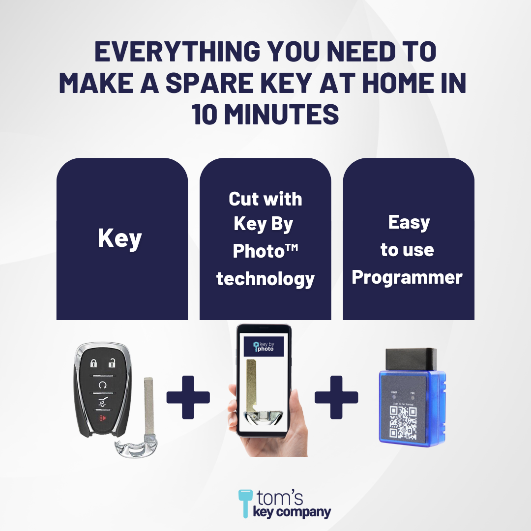 Ultimate Smart Key Bundle with Programming Tool, Aftermarket 5-Button Smart Key Fob and Key By Photo for Select Chevrolet Vehicles (CHESK-5B-921-K-UKB)