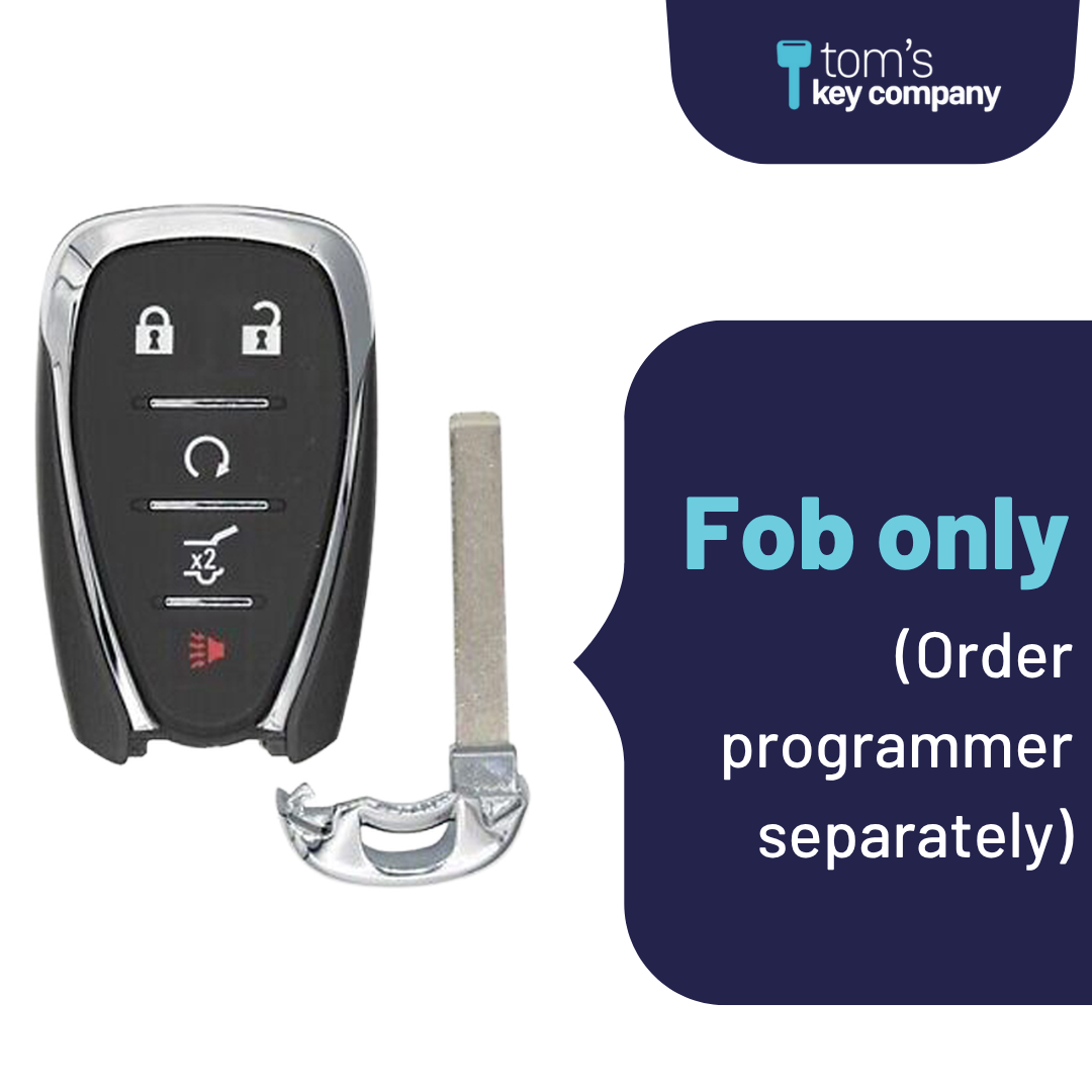 Brand New Aftermarket 5-Button Smart Key Fob with Lock, Unlock, Hatch, Remote Start, Panic for Select Chevrolet Vehicles (CHESK-5B-921-K)
