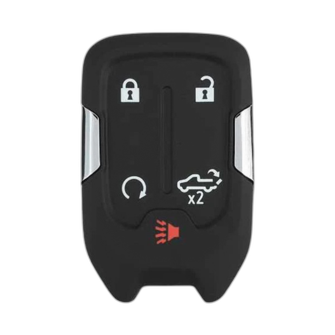Brand New Aftermarket 5-Button Smart Key Fob with Lock, Unlock, Remote Start, Liftgate, Panic for Select GMC Vehicles (CHEVSK-5B-TG-HYQ1EA-SLVRDO)