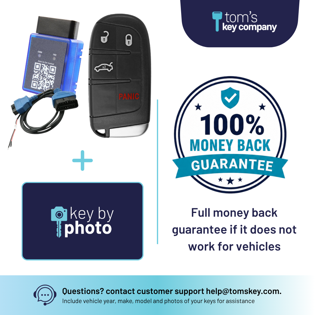 Ultimate DIY Car Key Replacement Kit for Dodge Challenger & Charger (2018) & Chrysler 300 (2018) – 5 Button Smart Key with Trunk Release and Remote Start w/ PairMyKey, Bypass Cable & Key by Photo