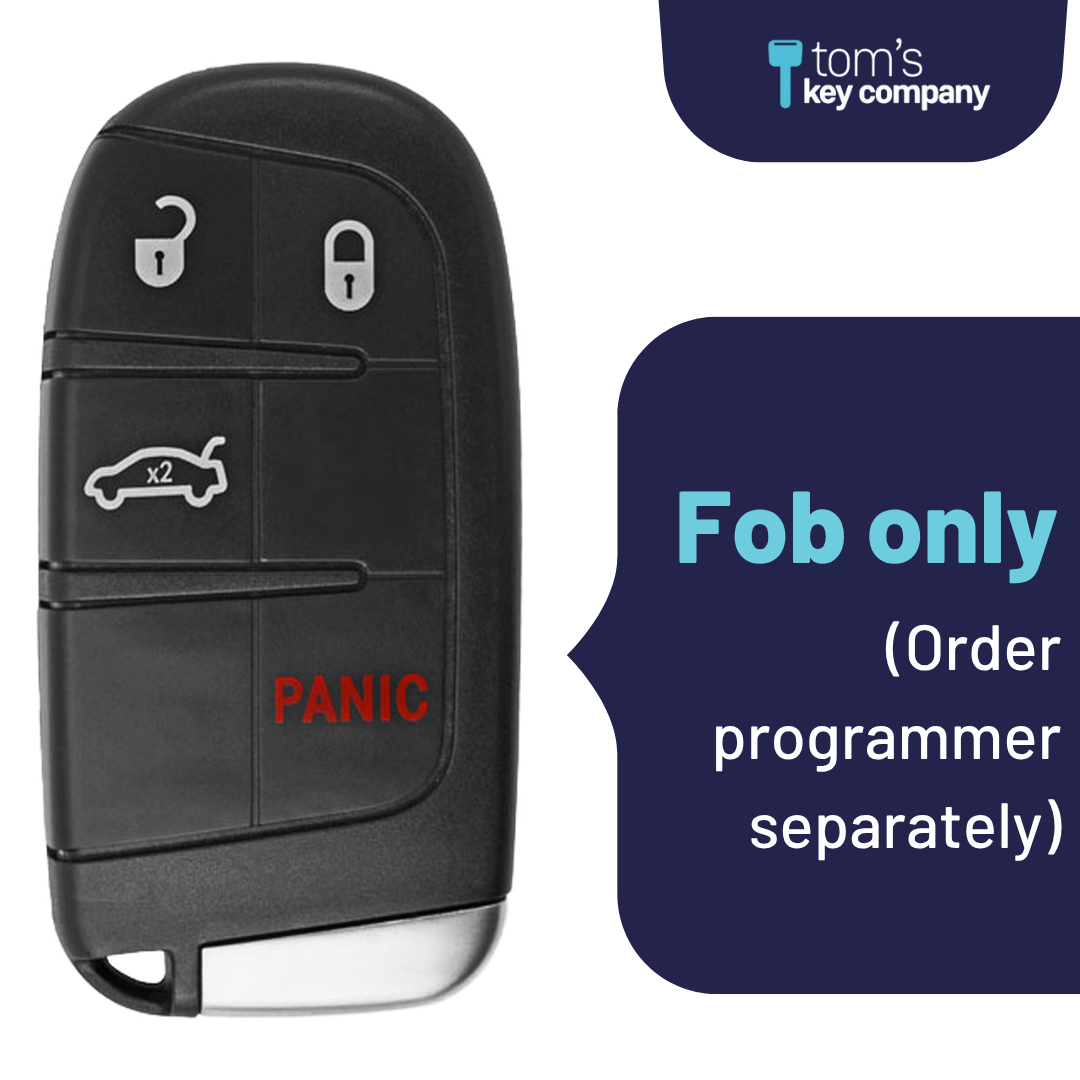 Brand New Aftermarket 4-Button Smart Key Fob with Lock, Unlock, Trunk, Panic for Select Chrysler and Dodge Vehicles (CHRSK-4B-603-K)