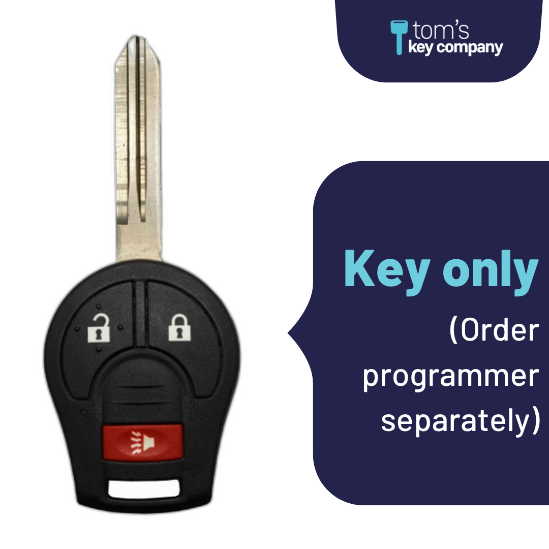 Brand New Aftermarket 3-Button Remote Key with Lock, Unlock, Panic for Select Nissan Vehicles (CWTWB1U751-3B)