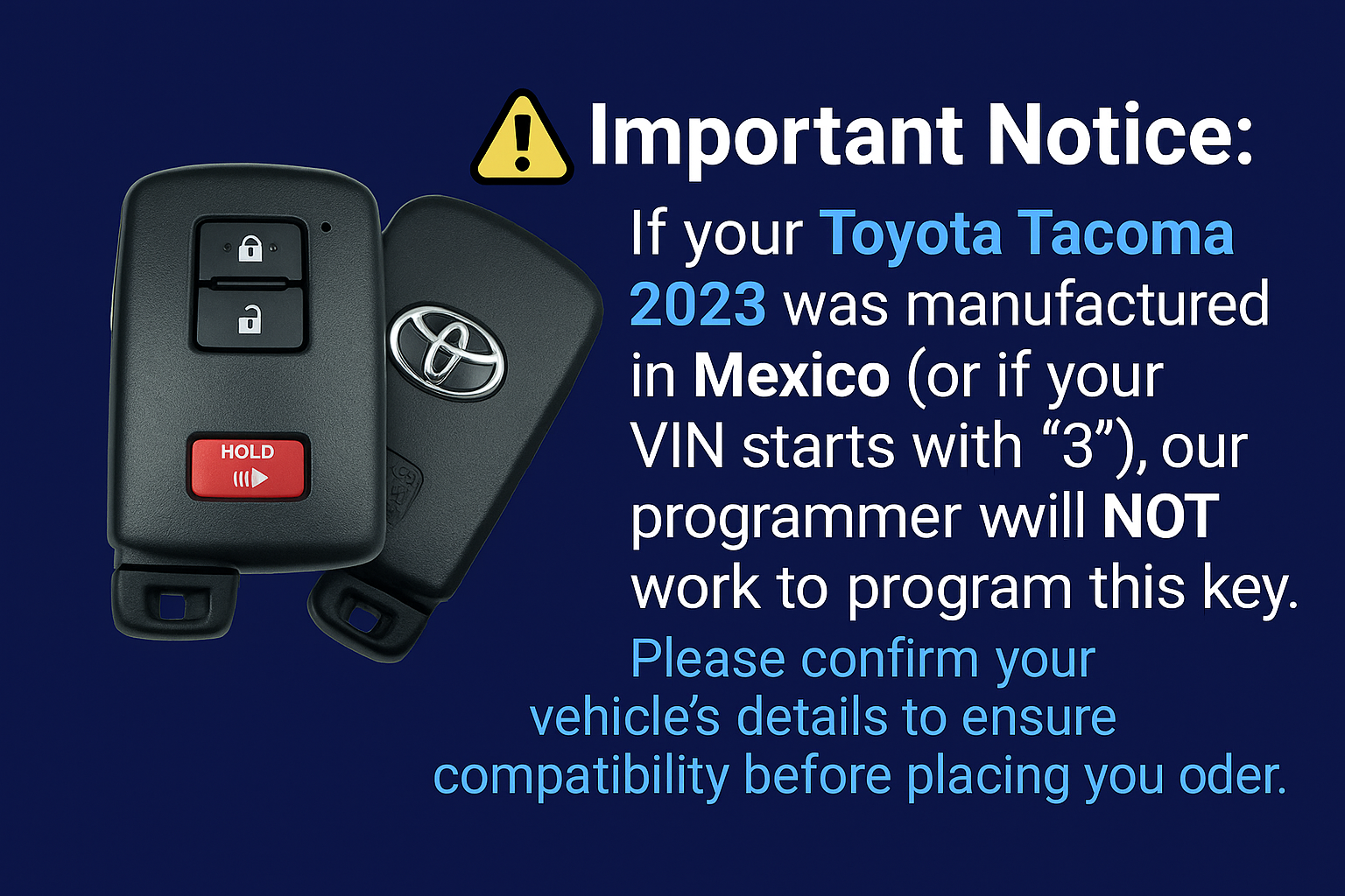 Toyota Tacoma, Tundra & 4Runner 3B OEM Smart Proximity Key, Push Button Start Keyless Remote FOB with Emergency Key (HYQ14FBB-3B-G0010-FOB-LOGO)