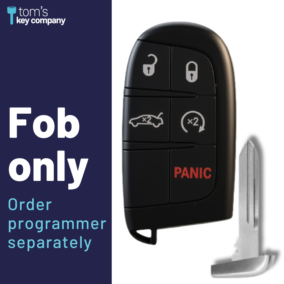 Brand New Aftermarket Smart Key 5-Button with Trunk Release & Remote Start for Select Chrysler and Dodge Vehicles - PBC (DJSK-5B-TRUNK-RS-M3M-TMB)