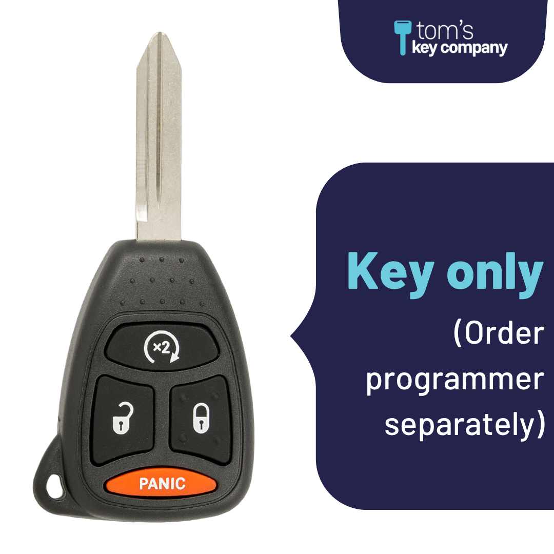 Brand New Aftermarket 4-Button Remote Key with Lock, Unlock, Remote Start, Panic for Select Chrysler, Dodge and RAM Vehicles (DODCK-4B-889-K)