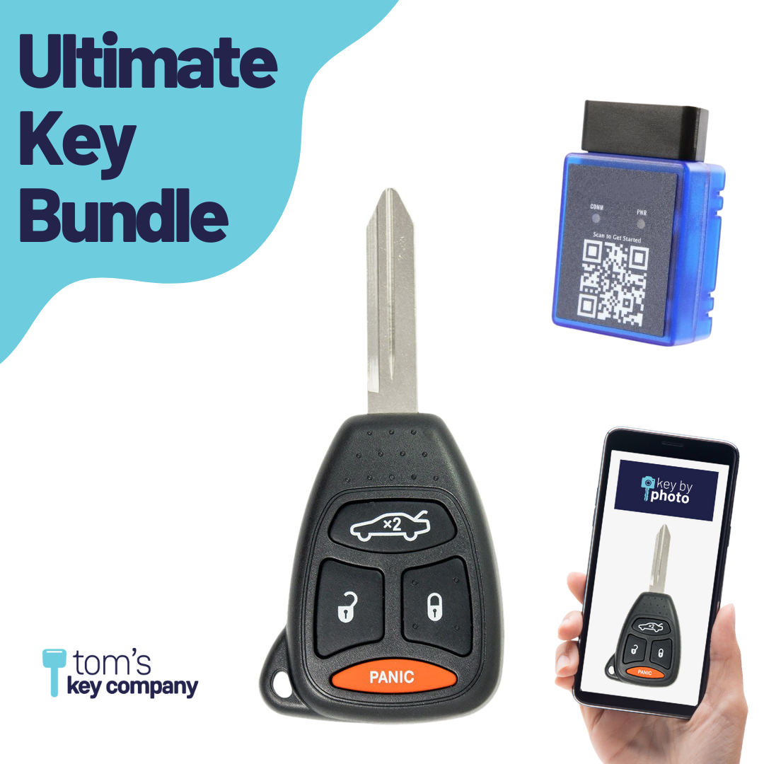 Ultimate Remote Key Bundle with Programming Tool, Aftermarket 4-Button Remote Key and Key By Photo for Select Dodge Vehicles (DODCK-4B-TR-871-K-UKB)