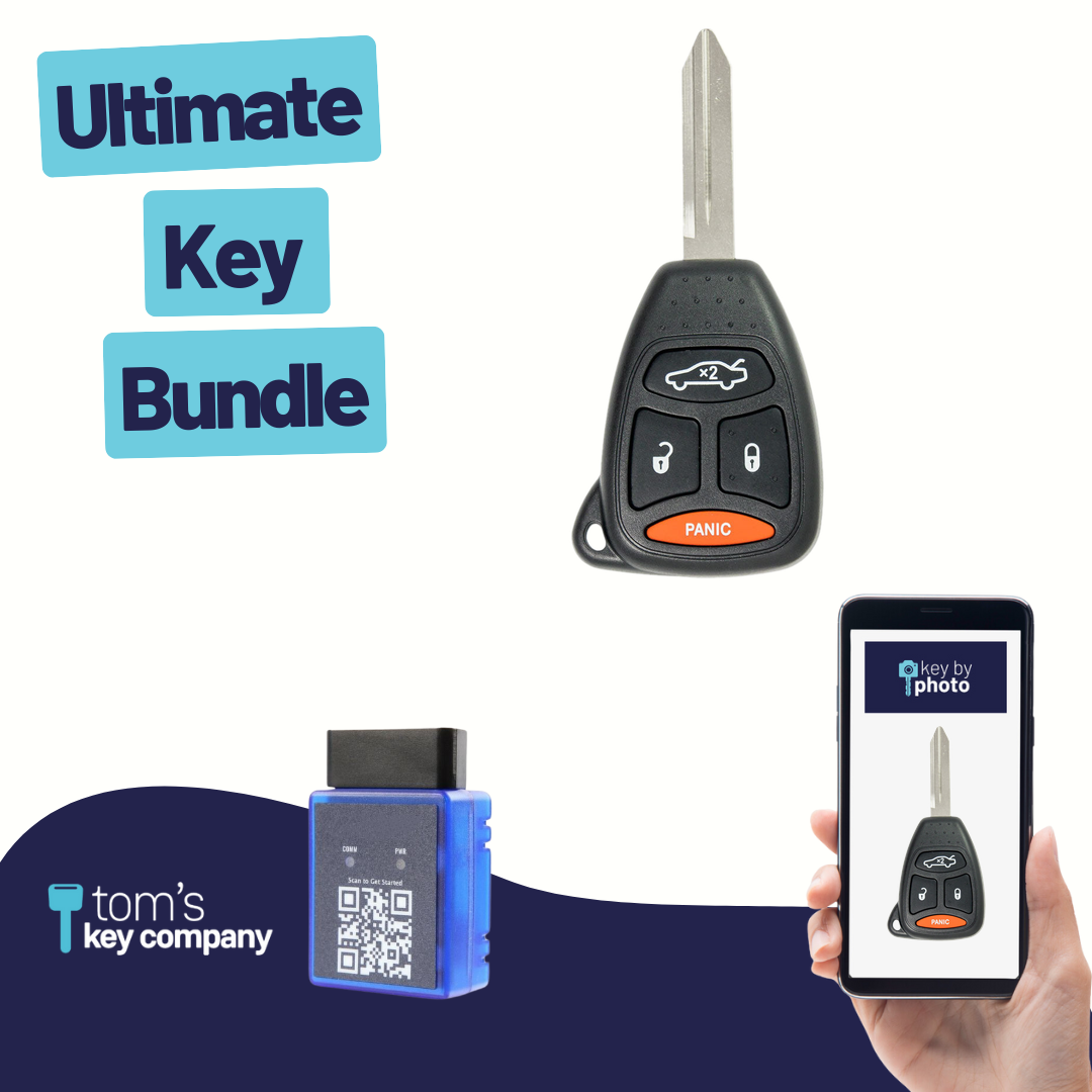 Ultimate Remote Key Bundle with Programming Tool, Aftermarket 4-Button Remote Key and Key By Photo for Select Dodge Vehicles (DODCK-4B-TR-871-K-UKB)