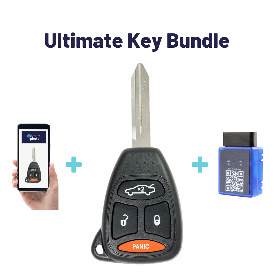 Ultimate Remote Key Bundle with Programming Tool, Aftermarket 4-Button Remote Key and Key By Photo for Select Dodge Vehicles (DODCK-4B-TR-871-K-UKB)