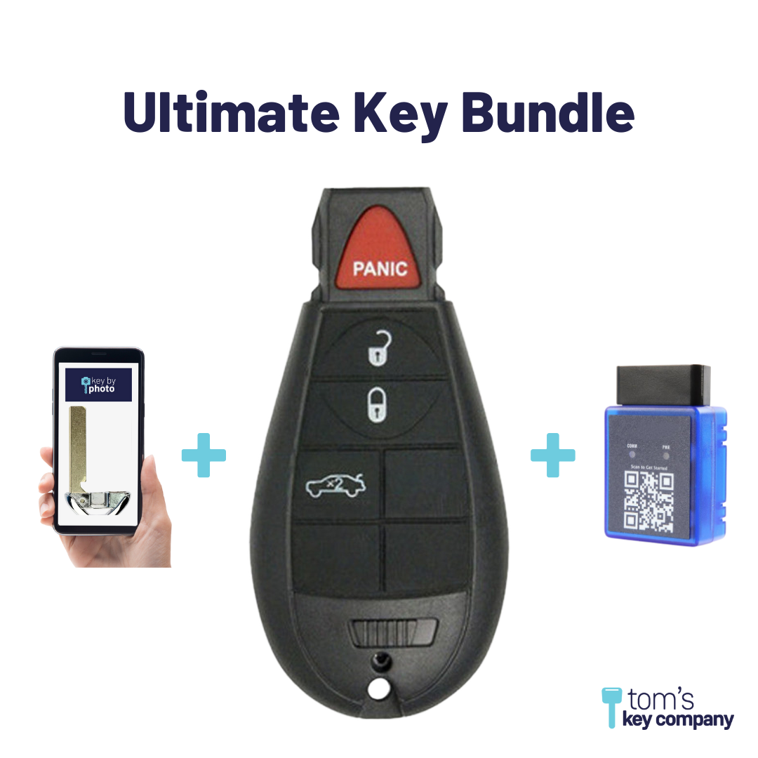 Ultimate FOBIK Bundle with Programming Tool, Refurbished 4-Button FOBIK and Key By Photo for Select Dodge Vehicles (DODFOBIK-4B-RS-2-REF-K-UKB)