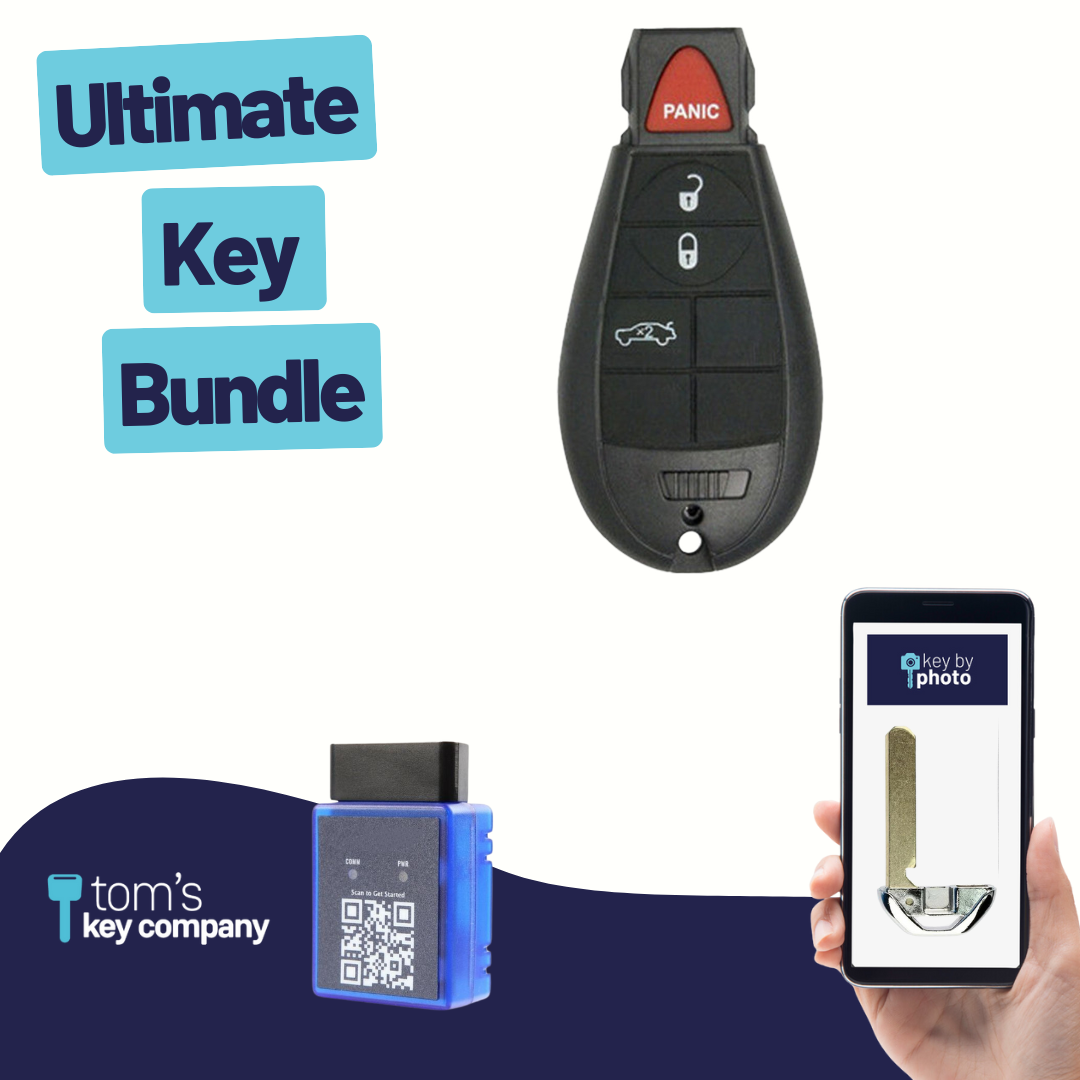 Ultimate FOBIK Bundle with Programming Tool, Refurbished 4-Button FOBIK and Key By Photo for Select Dodge Vehicles (DODFOBIK-4B-RS-2-REF-K-UKB)
