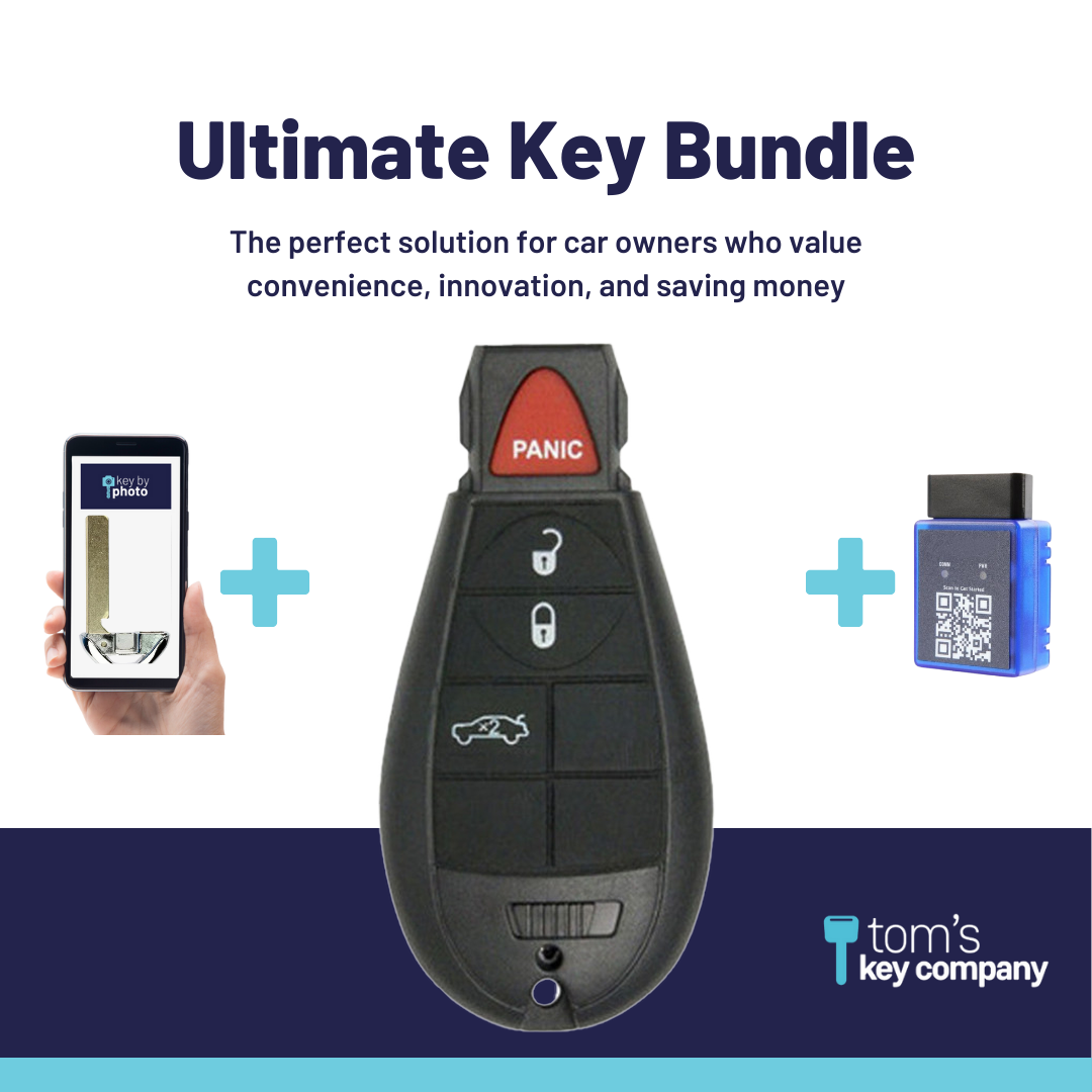Ultimate FOBIK Bundle with Programming Tool, Refurbished 4-Button FOBIK and Key By Photo for Select Dodge Vehicles (DODFOBIK-4B-RS-2-REF-K-UKB)