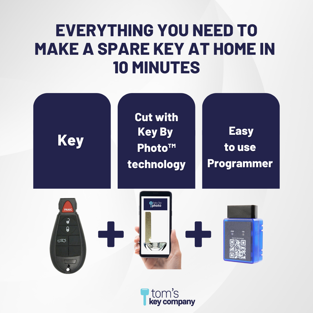 Ultimate FOBIK Bundle with Programming Tool, Refurbished 4-Button FOBIK and Key By Photo for Select Dodge Vehicles (DODFOBIK-4B-RS-2-REF-K-UKB)