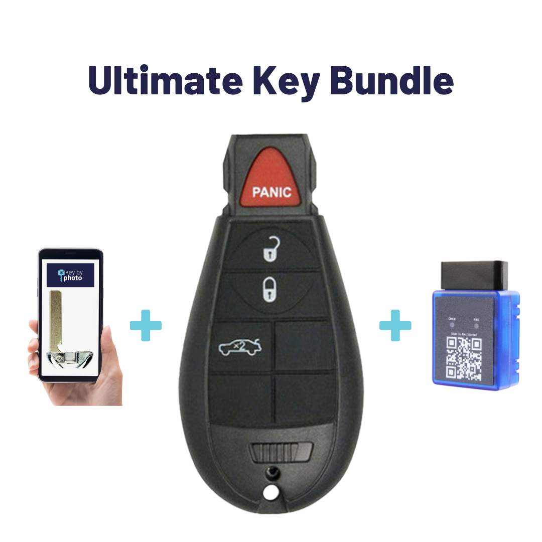 Ultimate FOBIK Bundle with Programming Tool, Refurbished 4-Button FOBIK and Key By Photo for Select Dodge Vehicles (DODFOBIK-4B-RS-2-REF-K-UKB)