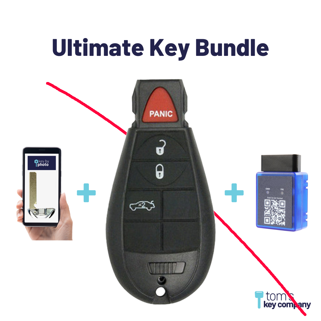 Like New Refurbished 4-Button FOBIK with Lock, Unlock, Remote Start, Panic for Select Dodge Vehicles (DODFOBIK-4B-RS-2-REF-K)