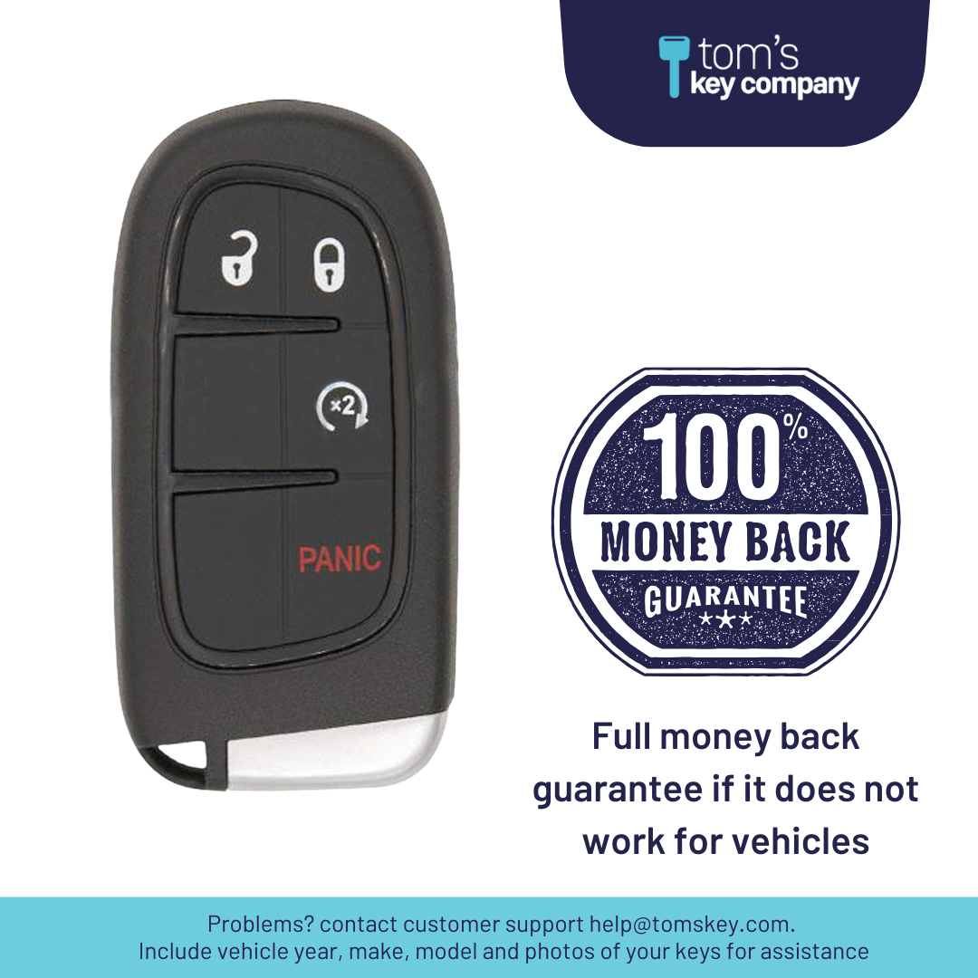 Ultimate Smart Key Bundle with Programming Tool, Refurbished 4-Button Smart Key Fob and Key By Photo for Select Dodge and RAM Vehicles (DODSK-4B-607-K-UKB)