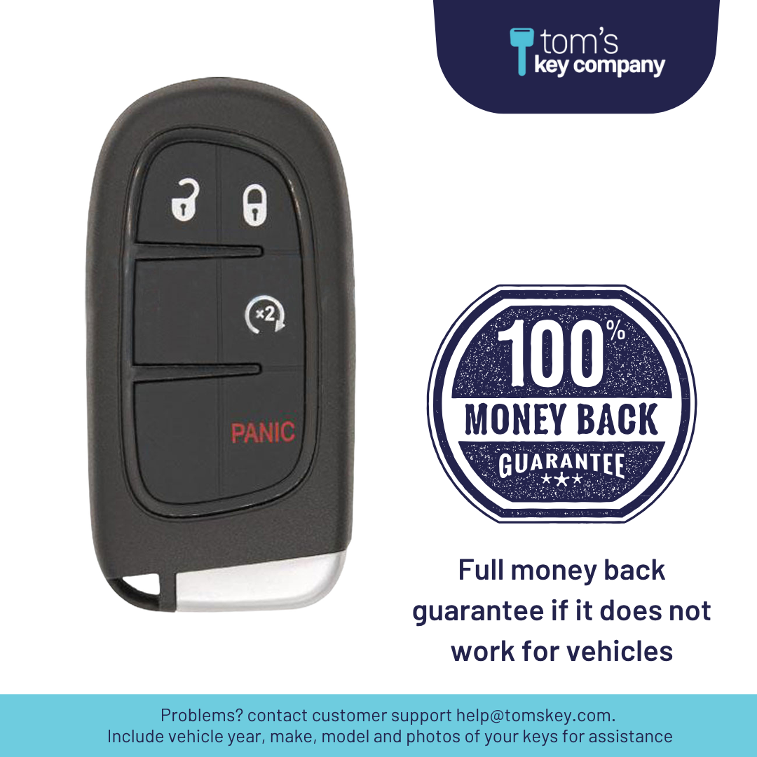 Like New Refurbished 4-Button Smart Key Fob with Lock, Unlock, Remote Start, Panic for Select Dodge and RAM Vehicles (DODSK-4B-607-K)