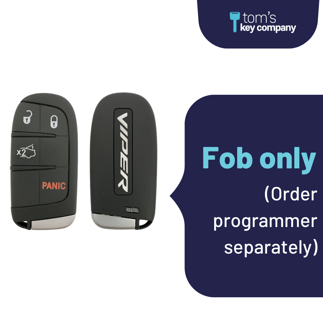 Like New Refurbished 4-Button Smart Key Fob with Lock, Unlock, Trunk, Panic for Select Dodge Vehicles (DODSK-4B-TR-1619-REF-K)