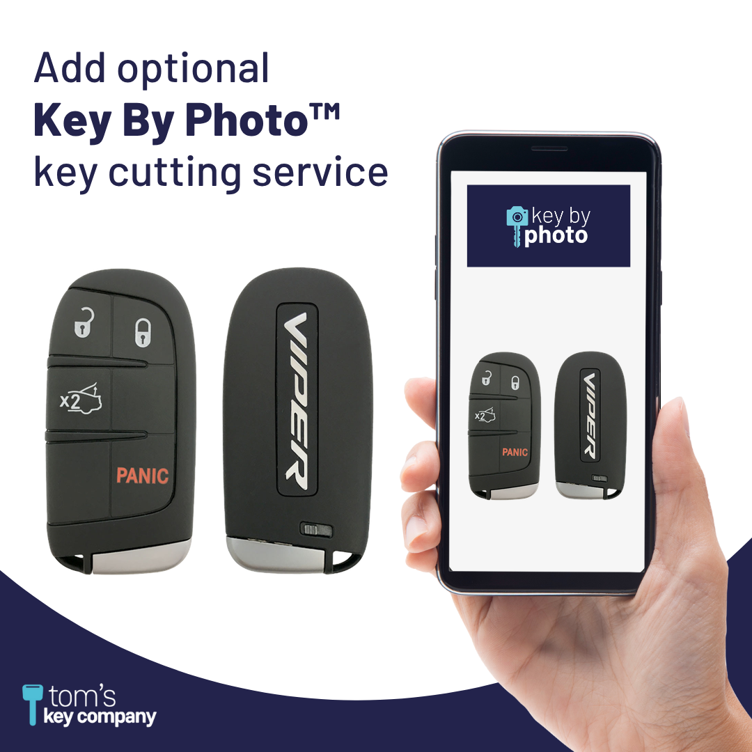 Like New Refurbished 4-Button Smart Key Fob with Lock, Unlock, Trunk, Panic for Select Dodge Vehicles (DODSK-4B-TR-1619-REF-K)