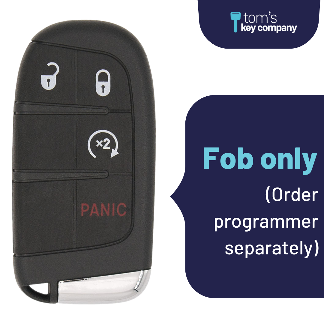 Brand New Aftermarket 4-Button Smart Key Fob with Lock, Unlock, Remote Start, Panic for Select FIAT Vehicles (FIASK-4B-RS-164-K)